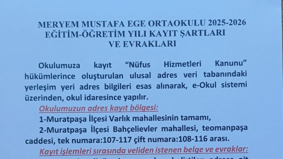 Kayıt Şartları